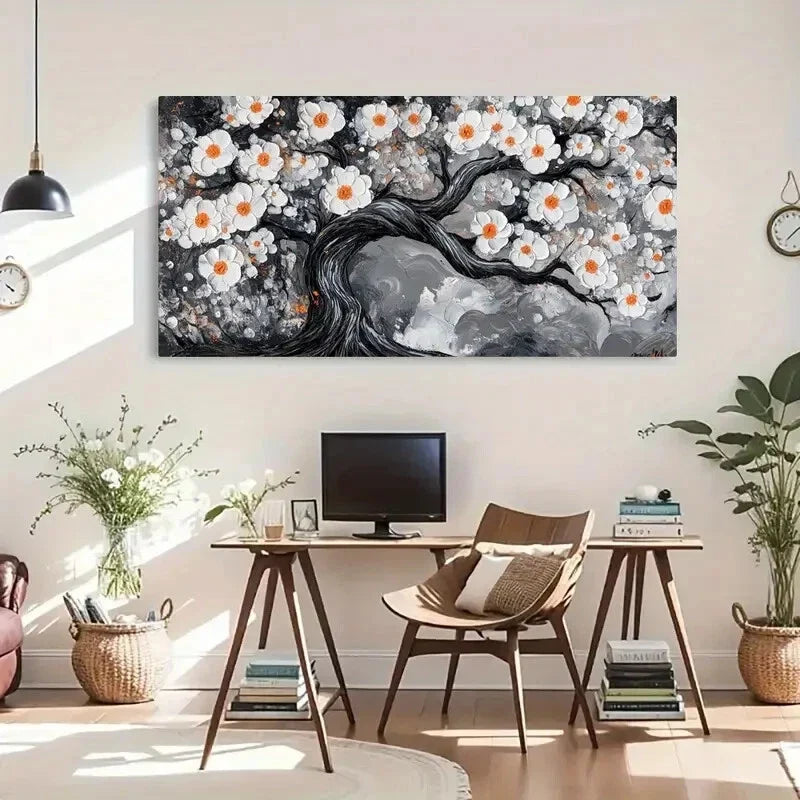 Dynamic Branches Contemporary Wall Art Canvas Office Home Room Framed 80x45cm