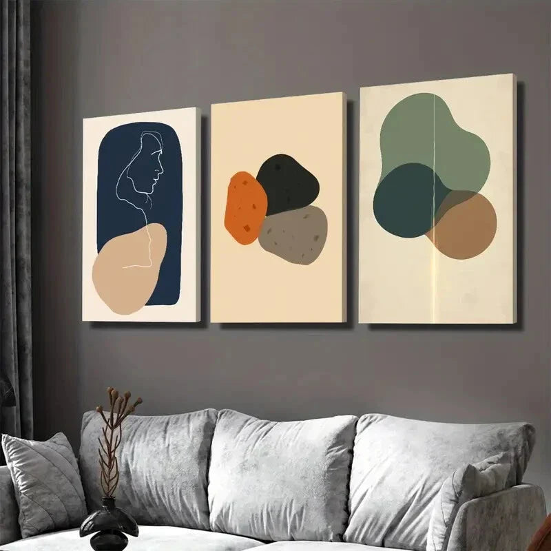 3pcs Abstract Modern Minimalist Wall Art Set Canvas Framed 40x60cm - High Quality Print 100% Australian Made Wall Canvas Ready to Hang