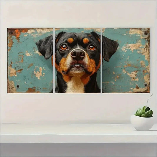 3pcs Vintage Dog Rustic Farmhouse Moody Metal Print Ready to Hang Art