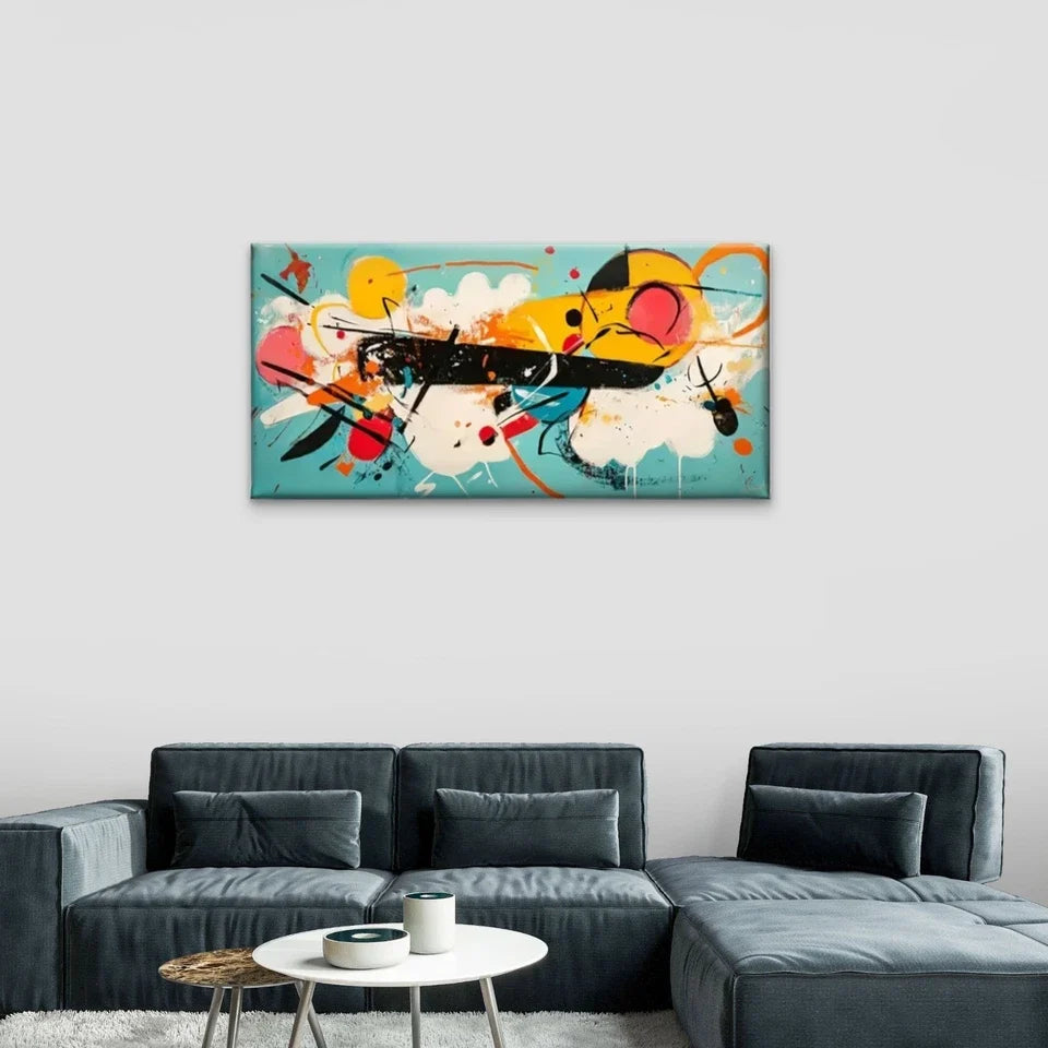 Dynamic Swirl Geometric Shape Wall Art Canvas Office Home Room Framed 80x45cm