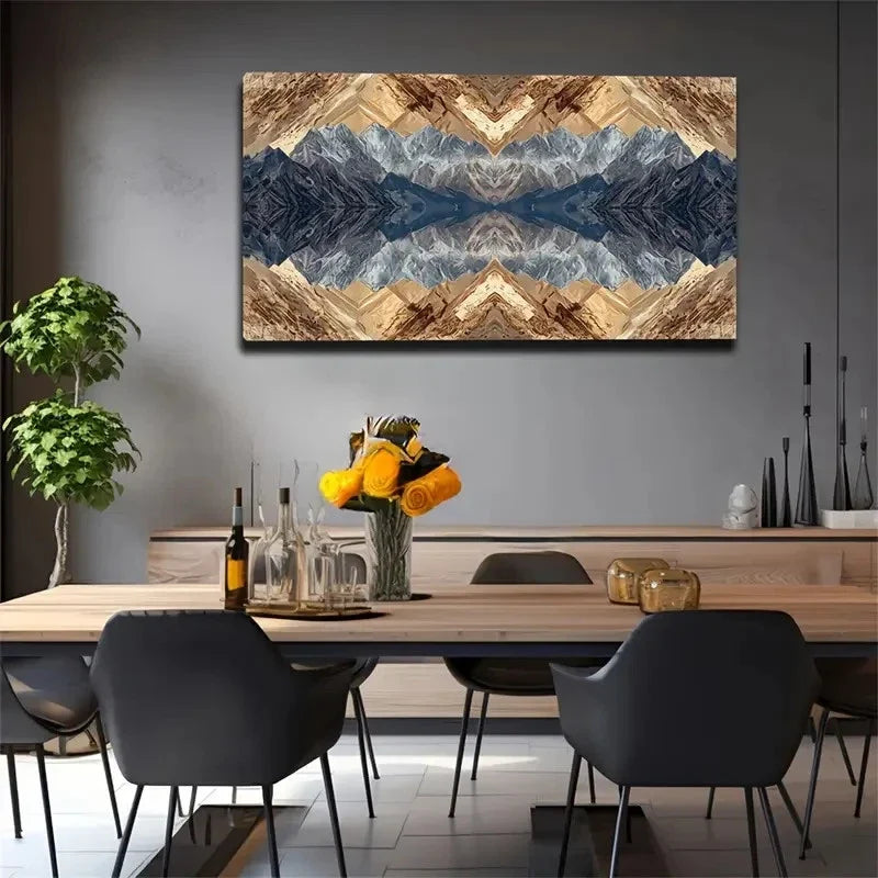 Modern Abstract Blue Beige Wall Art Canvas Office Home Room Framed 120x60cm