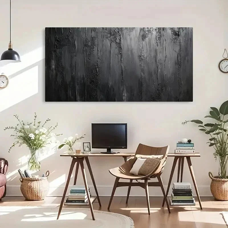 Monochrome Vertical Lines Deco Wall Art Canvas Office Home Room Framed 120x60cm