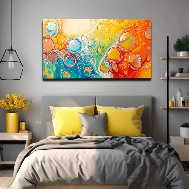 Vibrant Liquid Blending Deco Wall Art Canvas Office Home Room Framed 120x60cm