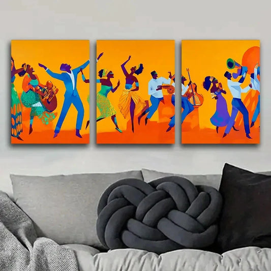 3pcs Fashionable African American Metal Print Ready to Hang Art