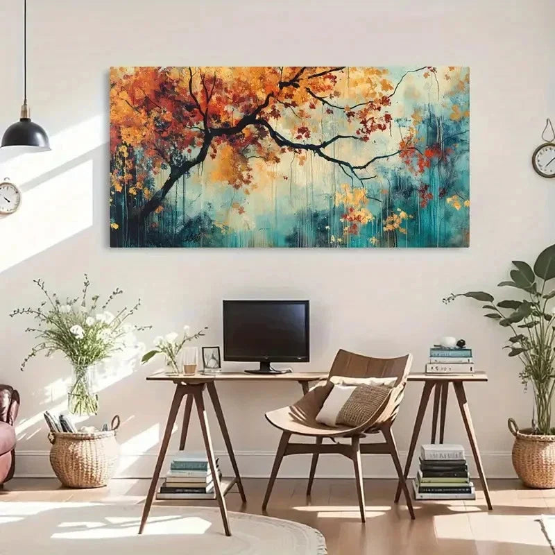 Vibrant Autumn Colors Abstract Wall Art Canvas Office Home Room Framed 120x60cm