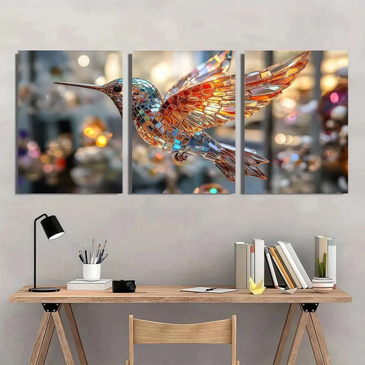 3pcs Hummingbird Pendant Special Shape Metal Print Ready to Hang Art