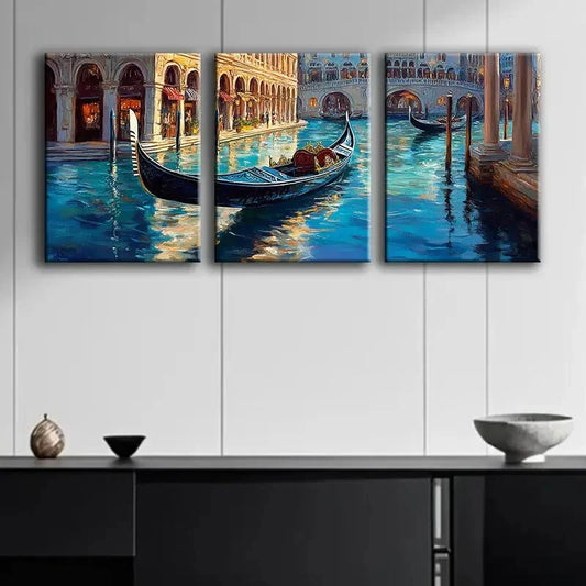 3pcs Home The Venetian Resort Blue Ocean Perfect Wall Art Set Canvas Framed 40x60cm - High Quality Print 100% Australian Made Wall Canvas Ready to Hang