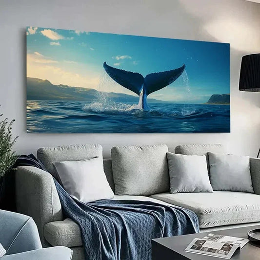 Stunning Humpback Whale Ocean Wall Art Canvas Office Home Room Framed 120x60cm