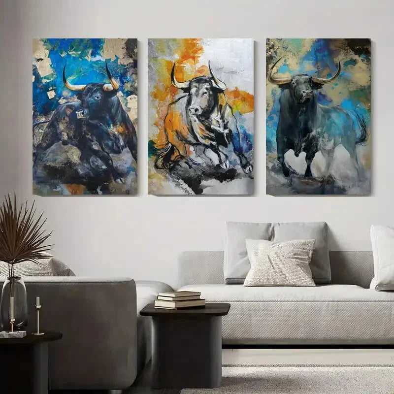 3pcs Artistic Monkey Abstract Animal Metal Print Ready to Hang Art