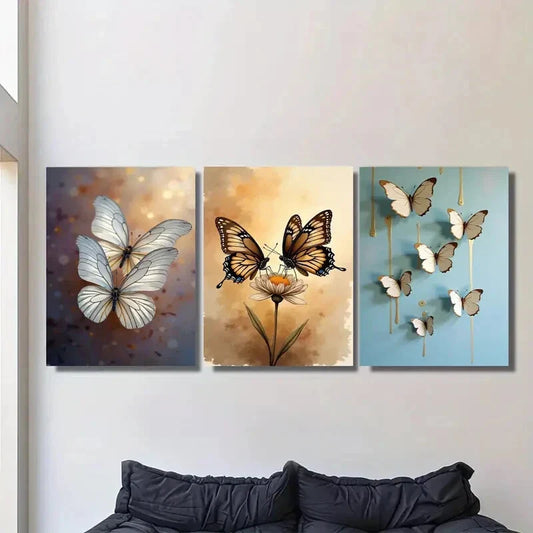 3pcs Beautiful Butterfly picture Metal Print Ready to Hang Art