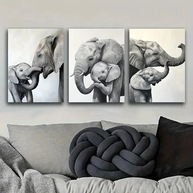3pcs Majestic elephant Art Painting Metal Print Ready to Hang Art