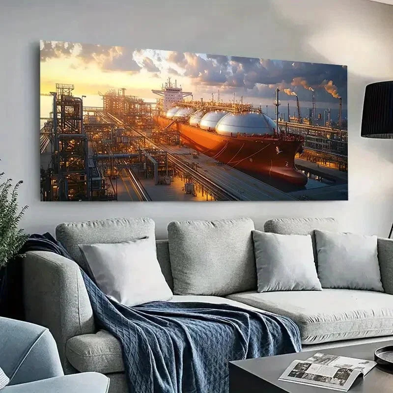Liquefied Natural Gas Tanker Wall Art Canvas Office Home Room Framed 80x45cm