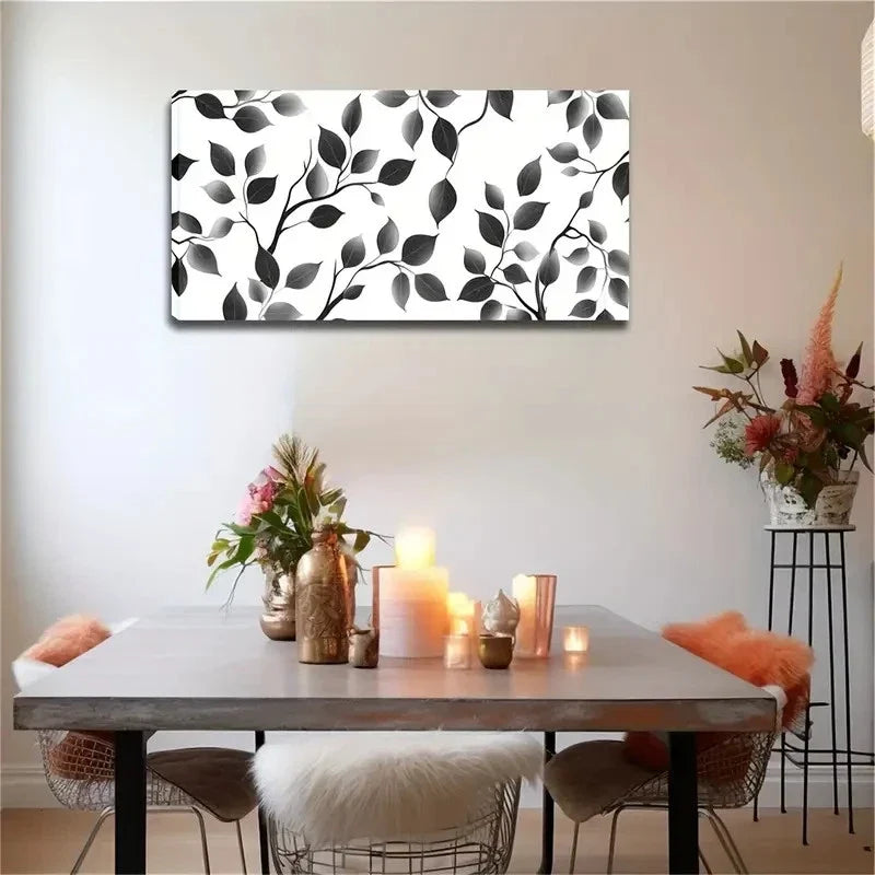 Minimalist Leaf And Branch Wall Art Canvas Office Home Room Framed 120x60cm