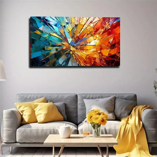 Bursting Through Design Wall Art Canvas Office Home Room Framed 80x45cm
