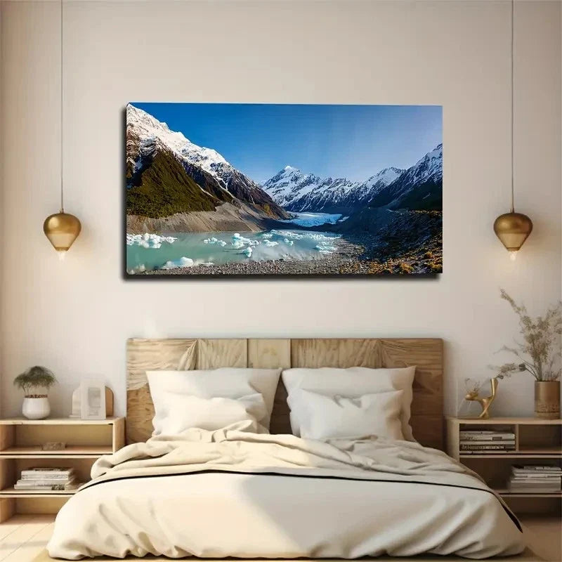 Mountain After Glacier Wall Art Canvas Office Home Room Framed 80x45cm