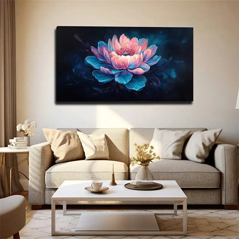 Dark Teal To Black Gradient Wall Art Canvas Office Home Room Framed 80x45cm