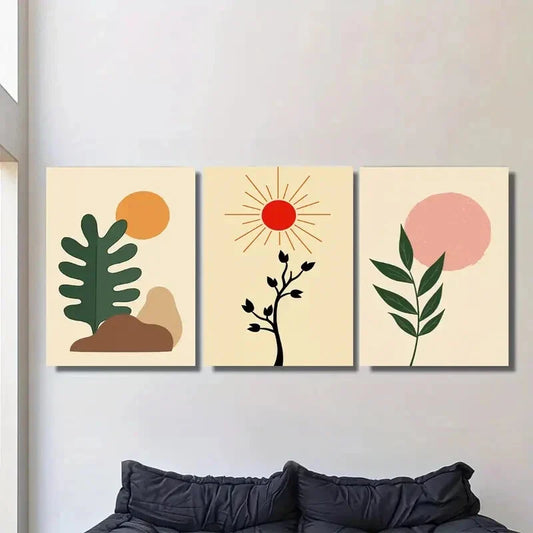 3pcs Modern Abstract Boho Style Minimalist Metal Print Ready to Hang Art
