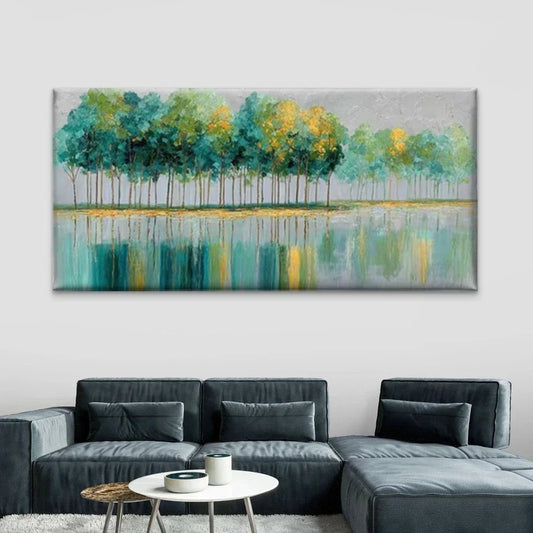 Abstract Landscape Forest Wall Art Canvas Office Home Room Framed 80x45cm