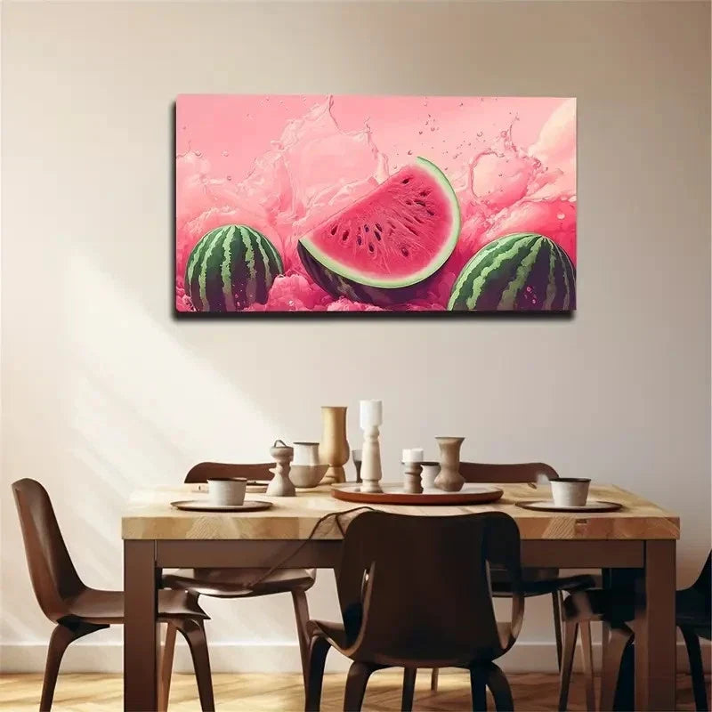 Watermelon Slices With Juicy Wall Art canvas office home room framed 120x60cm