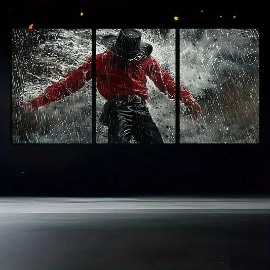 3pcs Dancer in the Rain Modern Dance Artwork Metal Print Ready to Hang Art