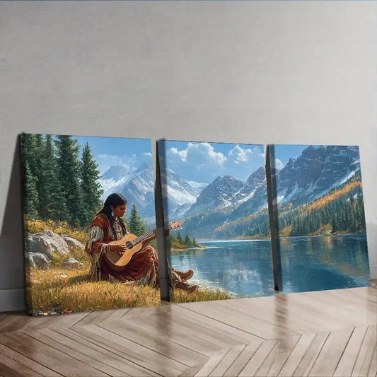 3pcs Girl by the River Scenery Nature Perfect Wall Perfect Wall Art Set Canvas Framed 40x60cm - High Quality Print 100% Australian Made Wall Canvas Ready to Hang