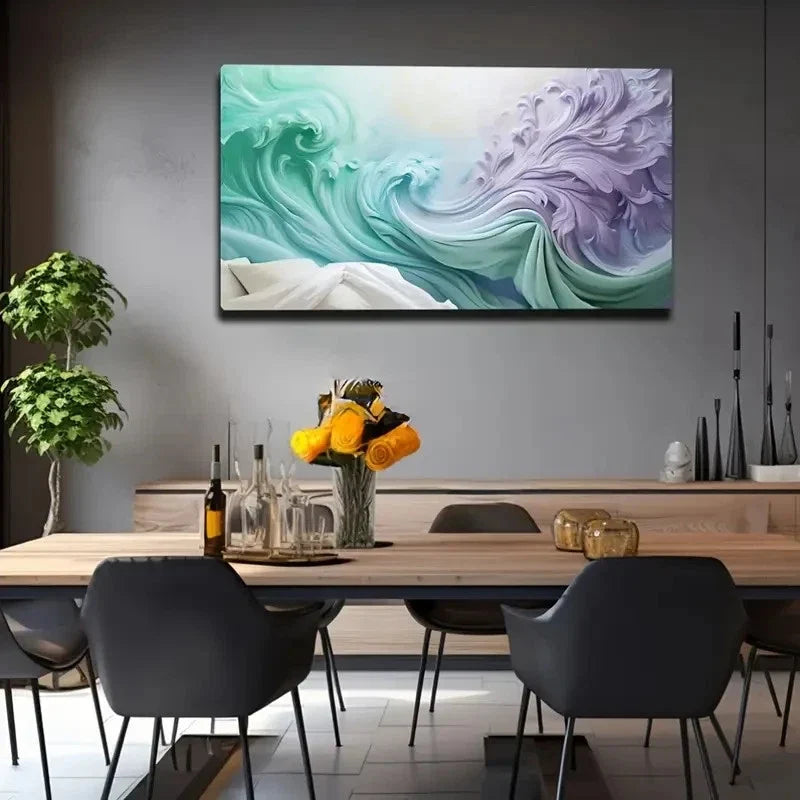 Colorful Abstract Landscape Wall Art Canvas Office Home Room Framed 80x45cm