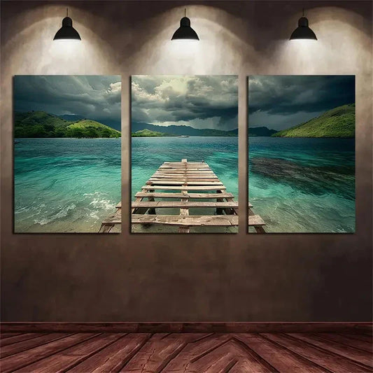 3pcs Oceanic Scenery Blue Seascape Metal Print Ready to Hang Art