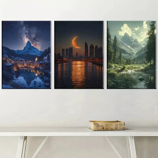 3pcs Modern Aesthetic Landscape Pine Wood Wall Art Set Canvas Framed 40x60cm - High Quality Print 100% Australian Made Wall Canvas Ready to Hang