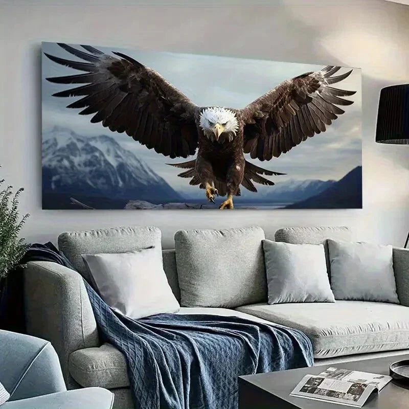 Majestic Eagle Flight Winter Wall Art Canvas Office Home Room Framed 120x60cm