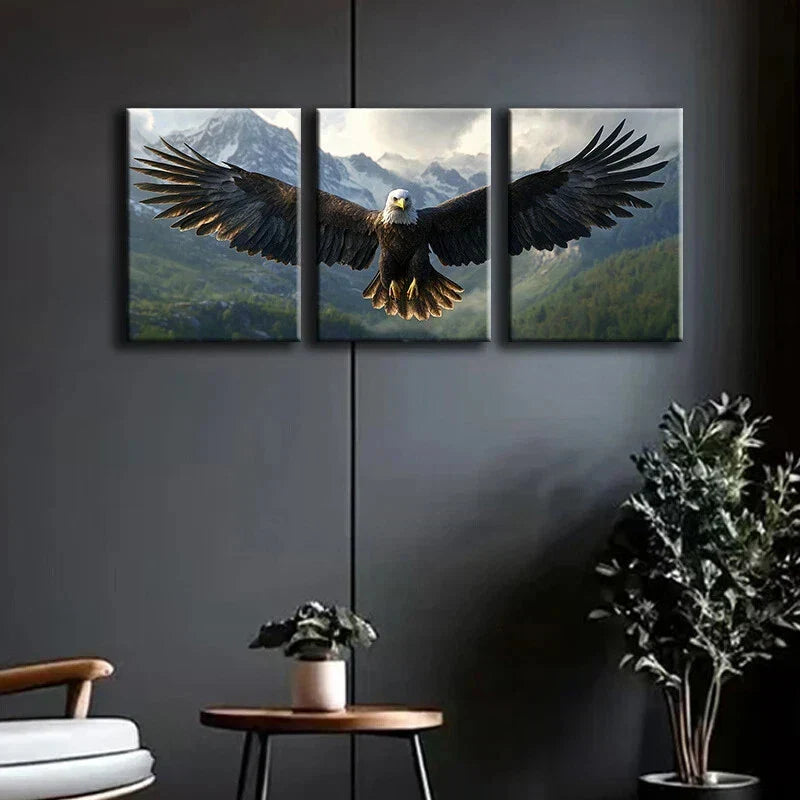 3pcs Nature Mountain Flying Eagle Metal Print Ready to Hang Art