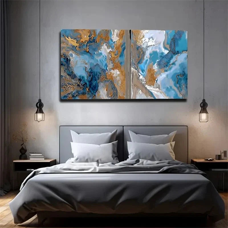 Boho-Chic Abstract Watercolor Wall Art Canvas Office Home Room Framed 120x60cm
