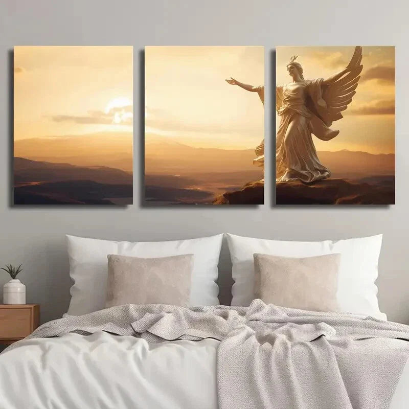 3pcs Sunsetting & Statue of Liberty Wall Art Set Canvas Framed 40x60cm - High Quality Print 100% Australian Made Wall Canvas Ready to Hang