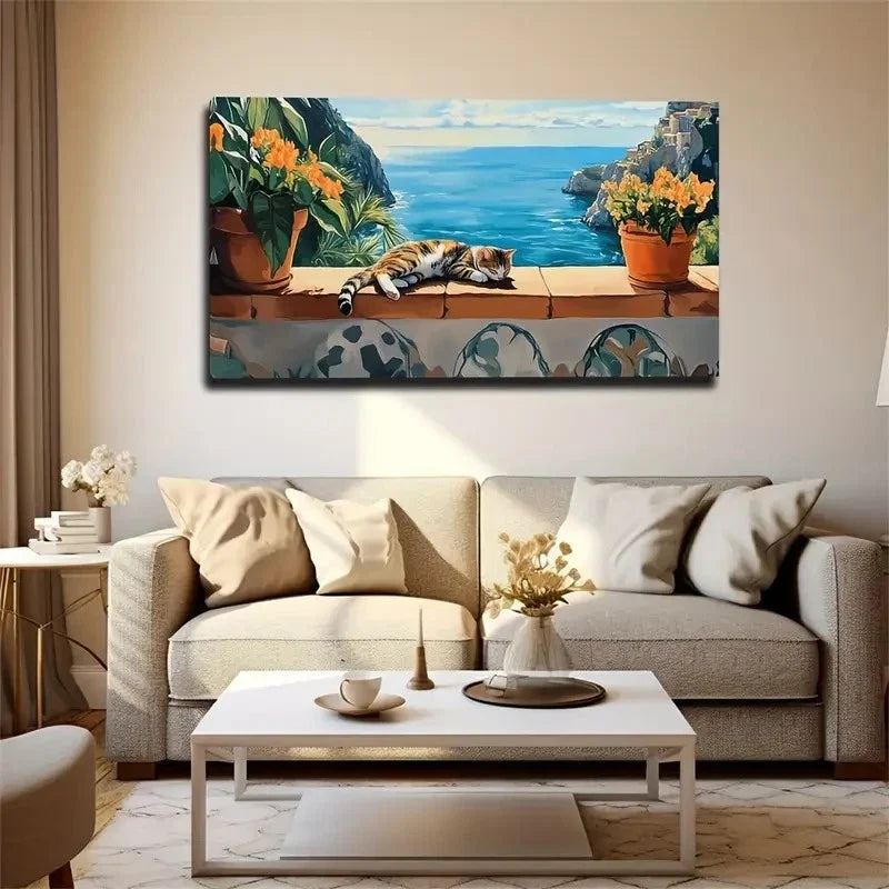 Beautiful Sea View Buildings Wall Art Canvas Office Home Room Framed 120x60cm