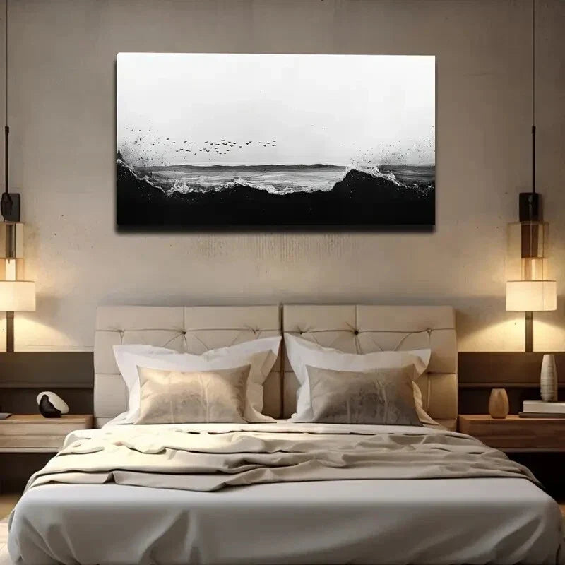 Dynamic Seascape Birds Soaring Wall Art Canvas Office Home Room Framed 120x60cm