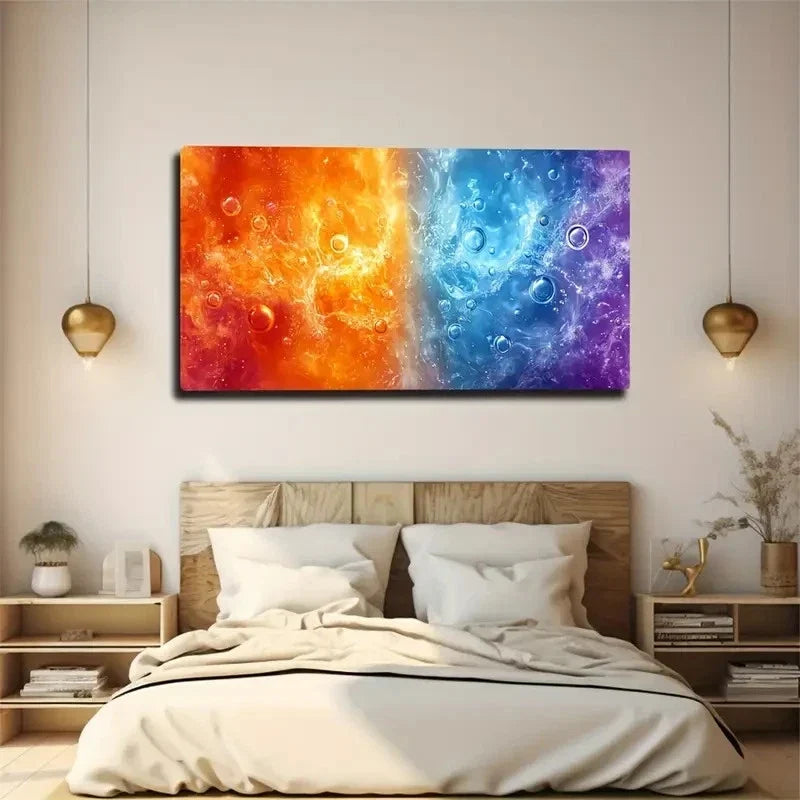 Deco Style Vibrant Orange Wall Art Canvas Office Home Room Framed 80x45cm