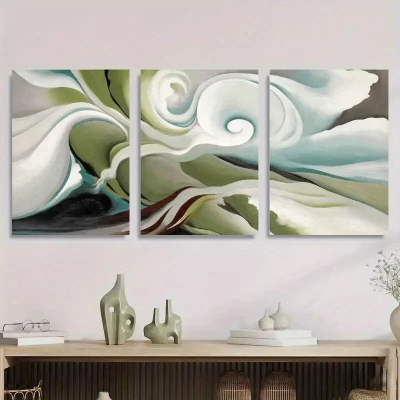 3pcs Swirling Waves, Modern Minimalist Metal Print Ready to Hang Art