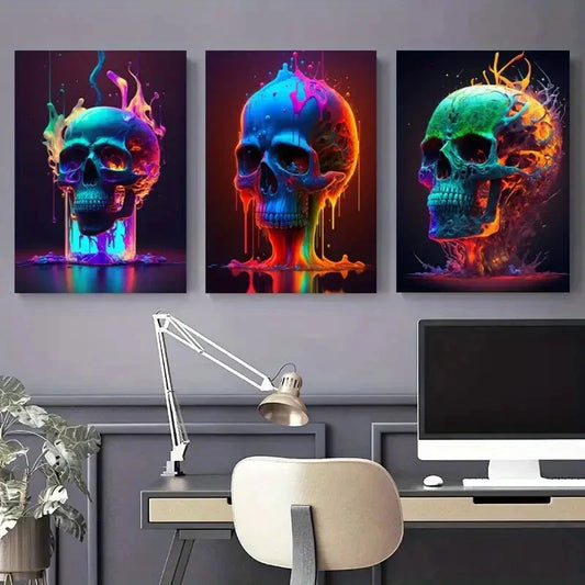 3pcs Artistic and Gorgeous Flame Abstract Neon Wall Art Set Canvas Framed 40x60cm - High Quality Print 100% Australian Made Wall Canvas Ready to Hang
