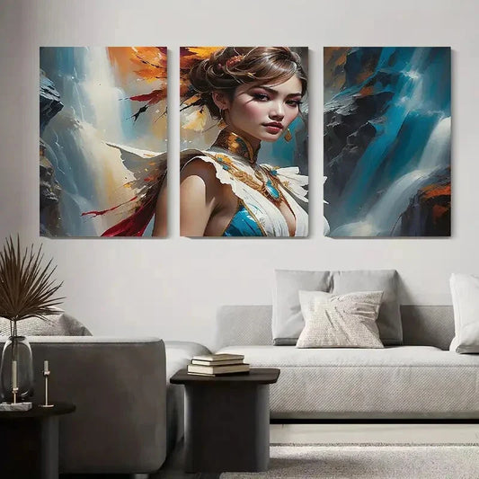 3pcs Modern Abstract Female Portrait Metal Print Ready to Hang Art