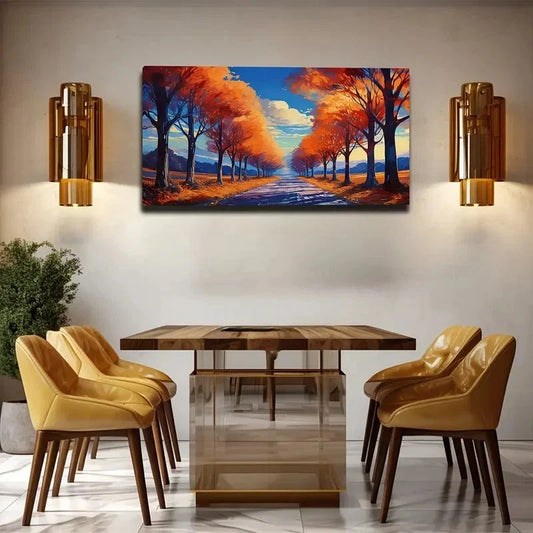 Serene Countryside Road Wall Art canvas office home room framed 120x60cm