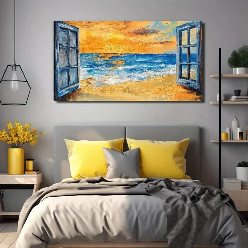Open Window See Perfect Wall Art Canvas Office Home Room Framed 80x45cm