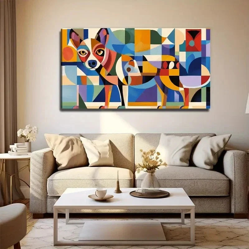An interesting Dog Wall Art Canvas Office Home Room Framed 120x60cm