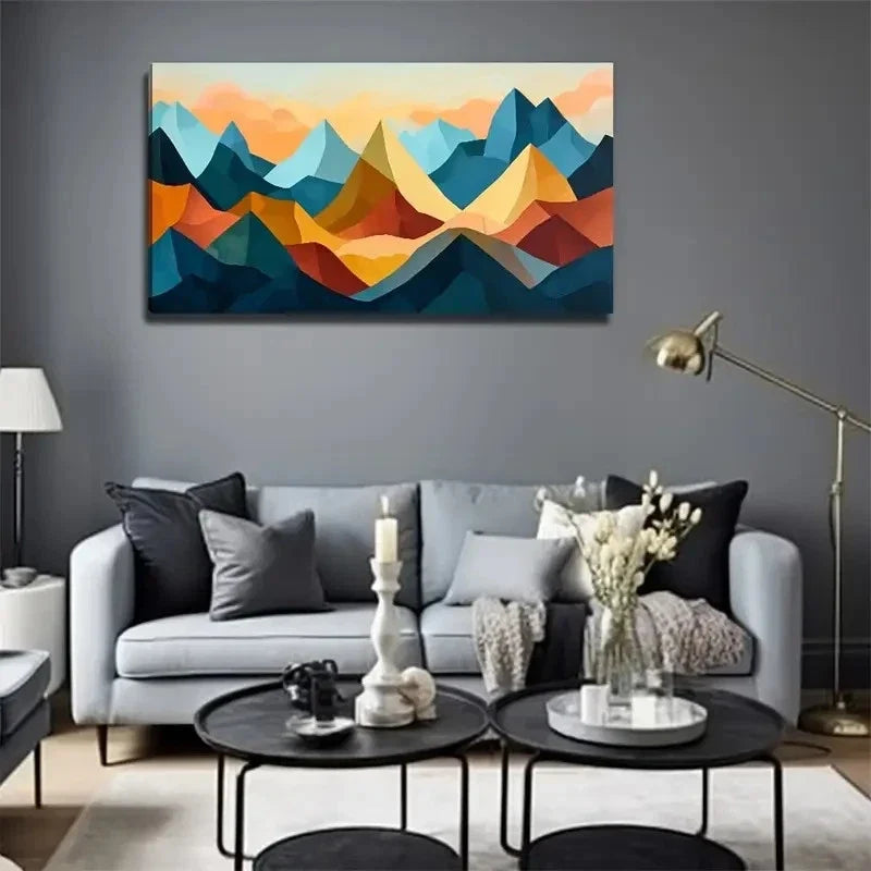 Abstract Mountain Decorative Wall Art Canvas Office Home Room Framed 80x45cm