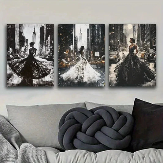 3pcs A model Luxurious Art Painting Metal Print Ready to Hang Art