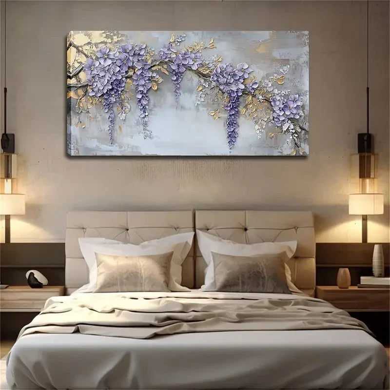 Branches With Golden Elements Wall Art Canvas Office Home Room Framed 120x60cm