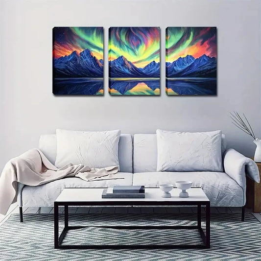 3pcs Geometric Painting Peaks Sharp Natural Style Wall Art Set Canvas Framed 40x60cm - High Quality Print 100% Australian Made Wall Canvas Ready to Hang