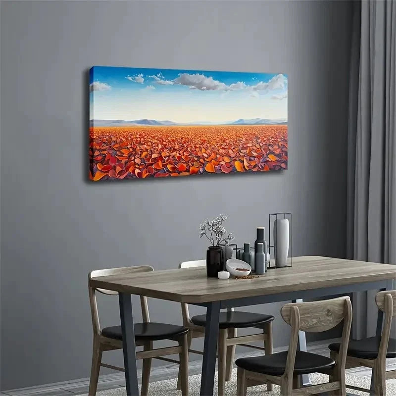 Wide Sky And Leaves Blue Wall Art Canvas Office Home Room Framed 120x60cm