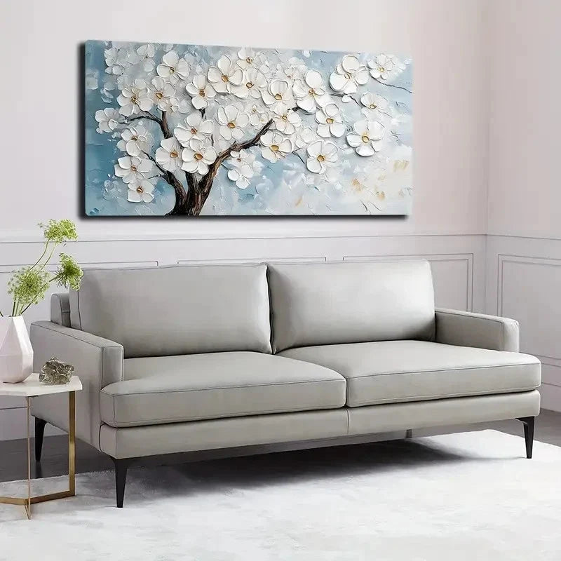 Vibrant White and Pink Flower Wall Art canvas office home room framed 120x60cm