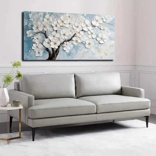 Vibrant White and Pink Flower Wall Art canvas office home room framed 120x60cm