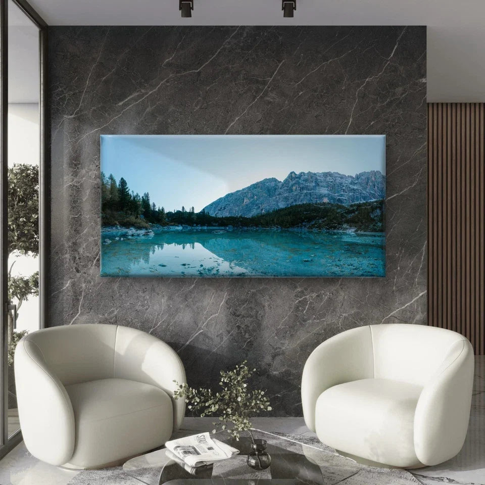 Sorapiss Mountain Glacial Lake Wall Art Canvas Office Home Room Framed 120x60cm