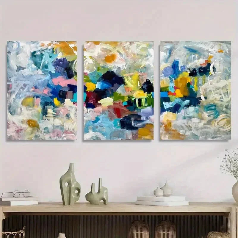 3pcs Abstract Colorful Modern Abstract Vibrant Metal Print Ready to Hang Art